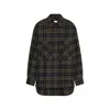 Closed Check-pattern Oversized Shirt In Green