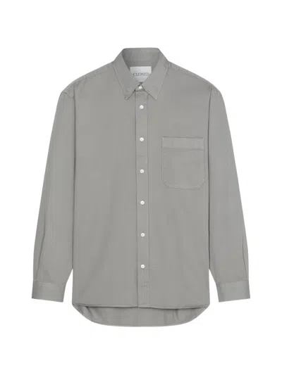 Closed Chest-pocket Button-down Shirt In Gray