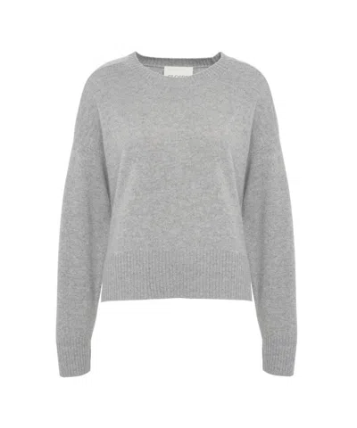 Closed Classic Crew Neck Sweater In Soft Knit Wool In Gray