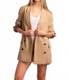 Closed Classic Double-breasted Blazer In Soft Beige In Brown
