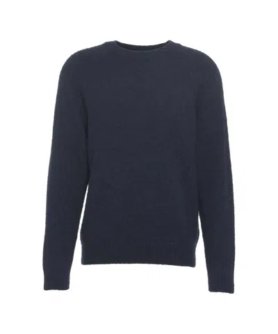 Closed Classic Round Neck Pullover In Soft Wool-blend In Blue
