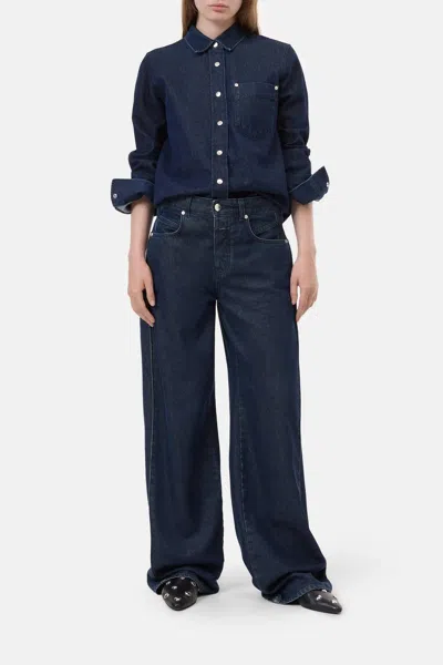 Closed Classic Shirt With Pocket In Dark Blue Denim