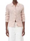 Closed Collar Cardigan In Pale Pink In Multi