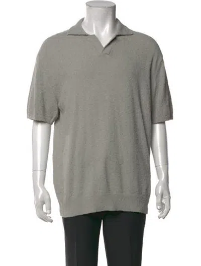 Pre-owned Closed Collar Short Sleeve Polo Shirt In Grey