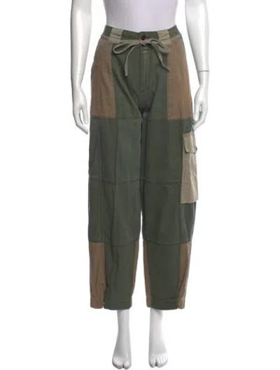 Pre-owned Closed Colorblock Pattern Straight Leg Pants In Green