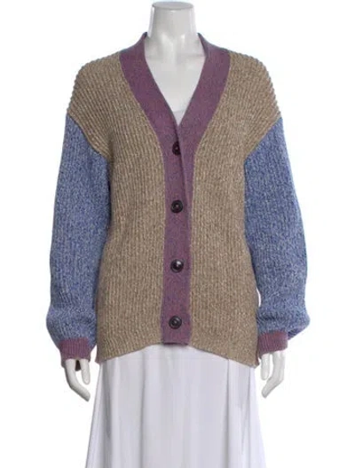 Pre-owned Closed Colorblock Pattern V-neck Sweater In Neutral