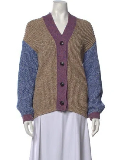 Pre-owned Closed Colorblock Pattern V-neck Sweater In Neutrals