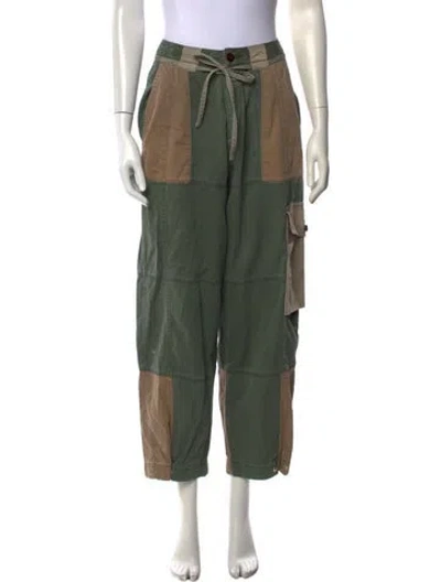 Pre-owned Closed Colorblock Pattern Wide Leg Pants In Green