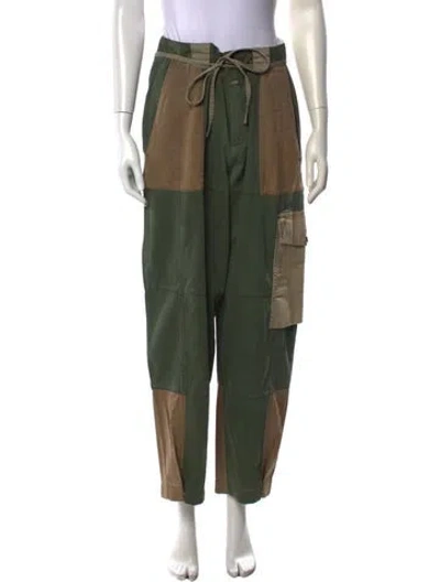 Pre-owned Closed Colorblock Pattern Wide Leg Pants In Green
