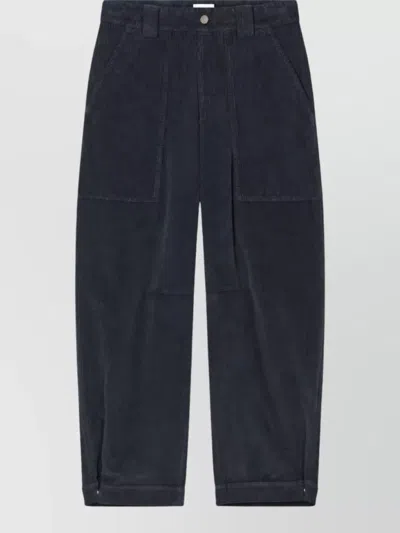 Closed Corduroy Mid-rise Cropped Barrel-leg Trousers In Blue
