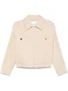 Closed Cotton And Linen Blend Short Jacket In Beige