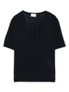 Closed Cotton And Linen V-necked T-shirt In Blue