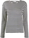 Closed Cotton Blend Striped T-shirt In Black