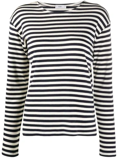 Closed Cotton Blend Striped T-shirt In Black