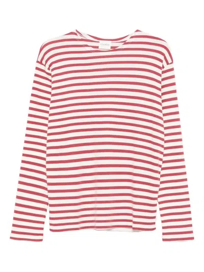 Closed Cotton Blend Striped T-shirt In Red