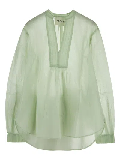Closed Cotton Blouse In Green