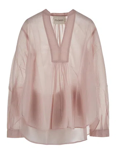 Closed Cotton Blouse In Pink