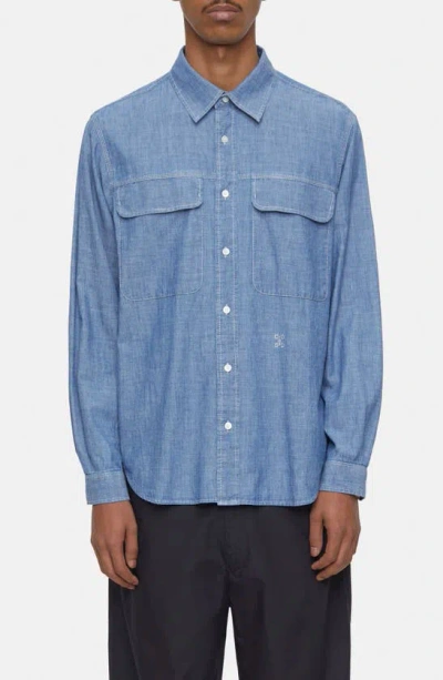 Closed Cotton Button-up Utility Shirt In Blue
