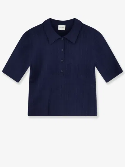 Closed Cotton, Cashmere And Wool Polo Shirt In Blue