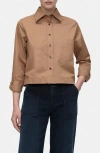 Closed Cotton Crop Button-up Shirt In Biscotti Brown