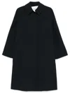 Closed Cotton Midi Coat In 蓝色