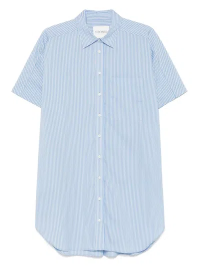 Closed Cotton Poplin Mini Dress In Blue