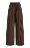 Closed Cotton Seersucker Wide-leg Pants In Brown