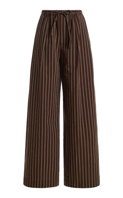 Closed Cotton Seersucker Wide-leg Pants In Brown