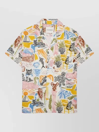 Closed Cotton Shirt Graphic Print Short Sleeves In Multi