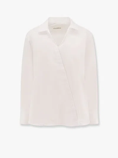 Closed Cotton Shirt With Asymmetric Closure In White