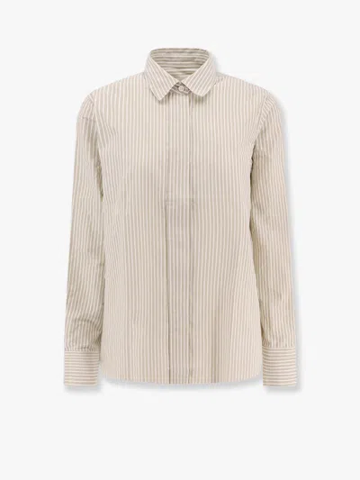 Closed Cotton Striped Shirt In Beige