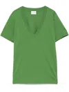 Closed Cotton V-necked T-shirt In Green