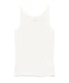 Closed Rib-knit Racer Tank Top In White