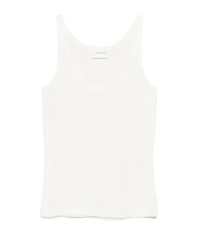 Closed Cotton Tank Top In White