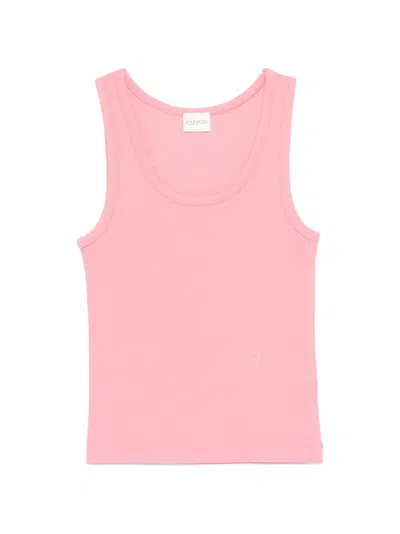 Closed Pink Solid Scoop Neck Tank Top
