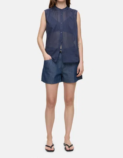 Closed Cotton Voile Blouse In Space Blue