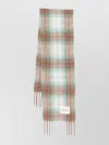 Closed Cozy Plaid Wool Scarf With Fringed Edges In Neutral