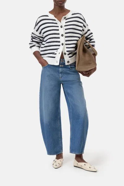 Closed Crew Cardigan In Ivory In Burgundy