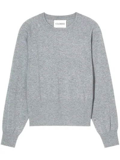 Closed Crew-neck Cropped Sweater In Grey