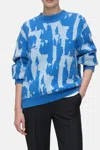 CLOSED CREW NECK JACQUARD SWEATER IN LAKE BLUE