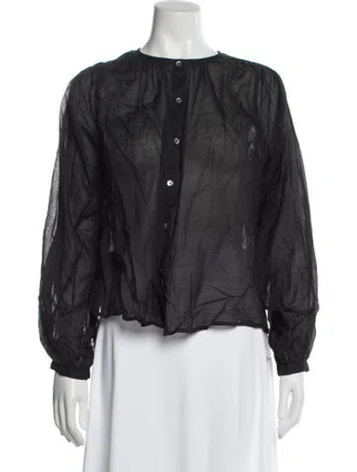 Pre-owned Closed Crew Neck Long Sleeve Blouse In Black