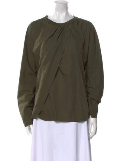 Pre-owned Closed Crew Neck Long Sleeve Blouse In Green