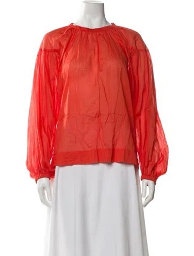 Pre-owned Closed Crew Neck Long Sleeve Blouse In Red