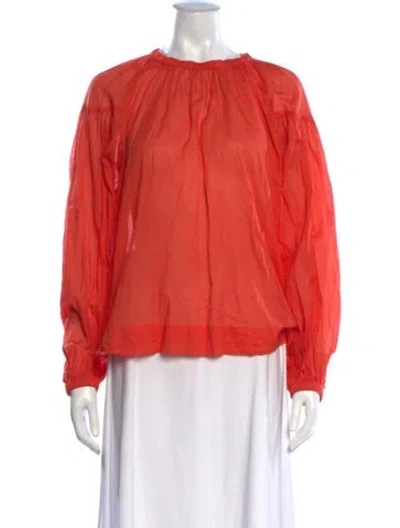 Pre-owned Closed Crew Neck Long Sleeve Blouse In Red