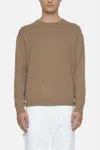 Closed Crew Neck Long Sleeve Knit Sweater In Brown Sugar In Brown
