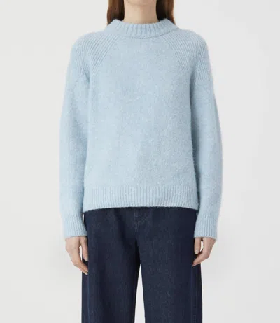 Closed Crew Neck Long Sleeve Sweater In Blue Water