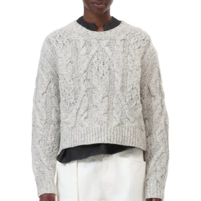 Closed Crew Neck Long Sleeve Sweater In Shetland In Multi