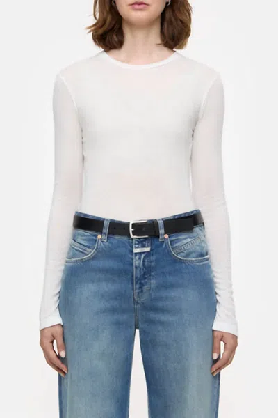 Closed Crew Neck Long Sleeve Top In Ivory In White