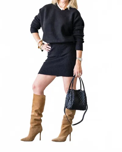 Closed Crew Neck Mini Dress In Black In Gray