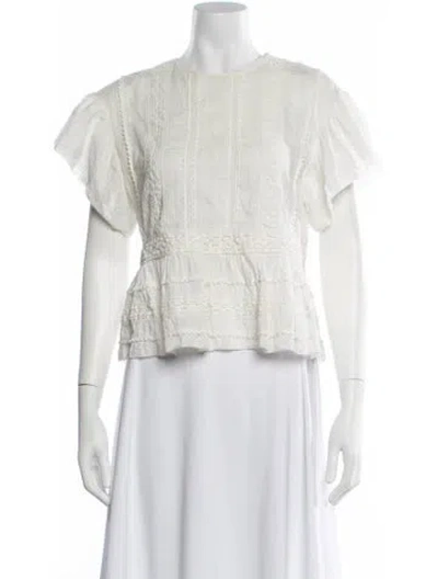 Pre-owned Closed Crew Neck Short Sleeve Blouse In Neutral